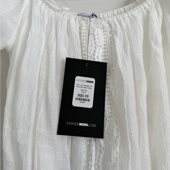 White Long Sleeve Dress. Off the shoulder - Picture 4 of 7